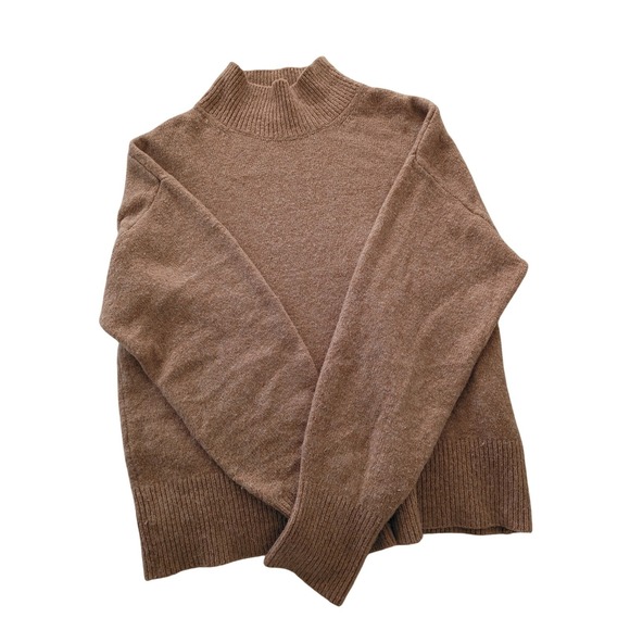 H&M Mock Neck Sweater Tan Cozy Knit‎ Ribbed Long Sleeve XS - Picture 4 of 8